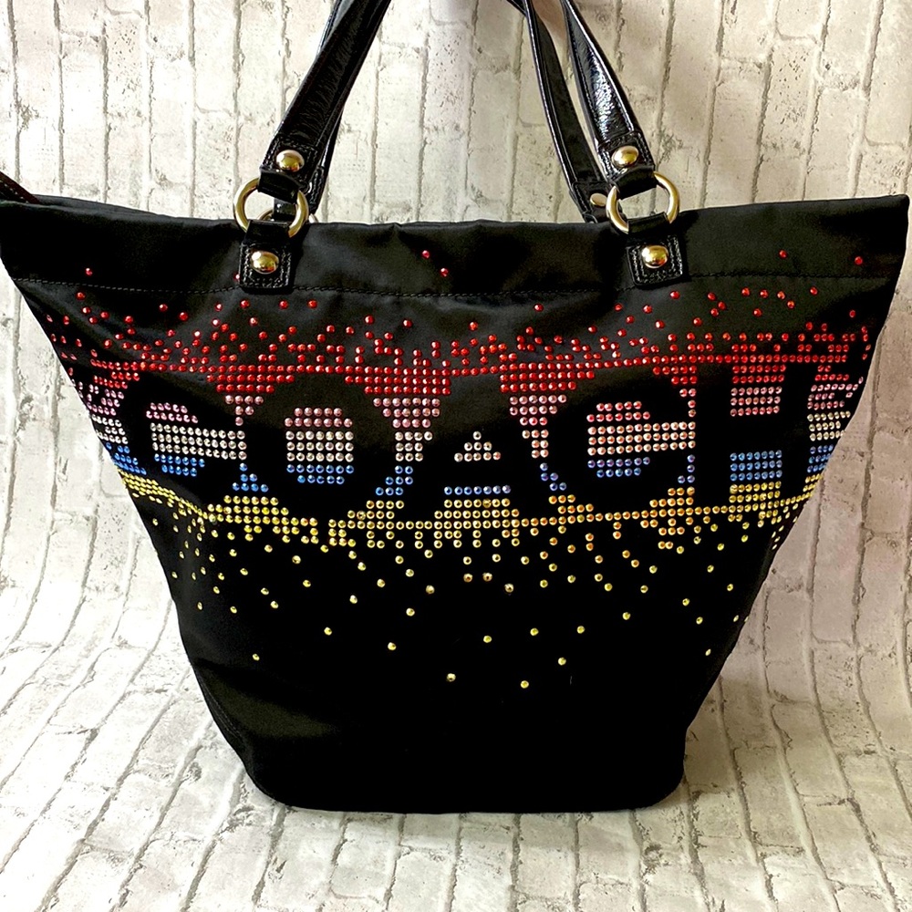 COACH Limited Edition Holiday Rhinestone H1173-f17144 Sateen Tote 18"Lx6"Wx13"H